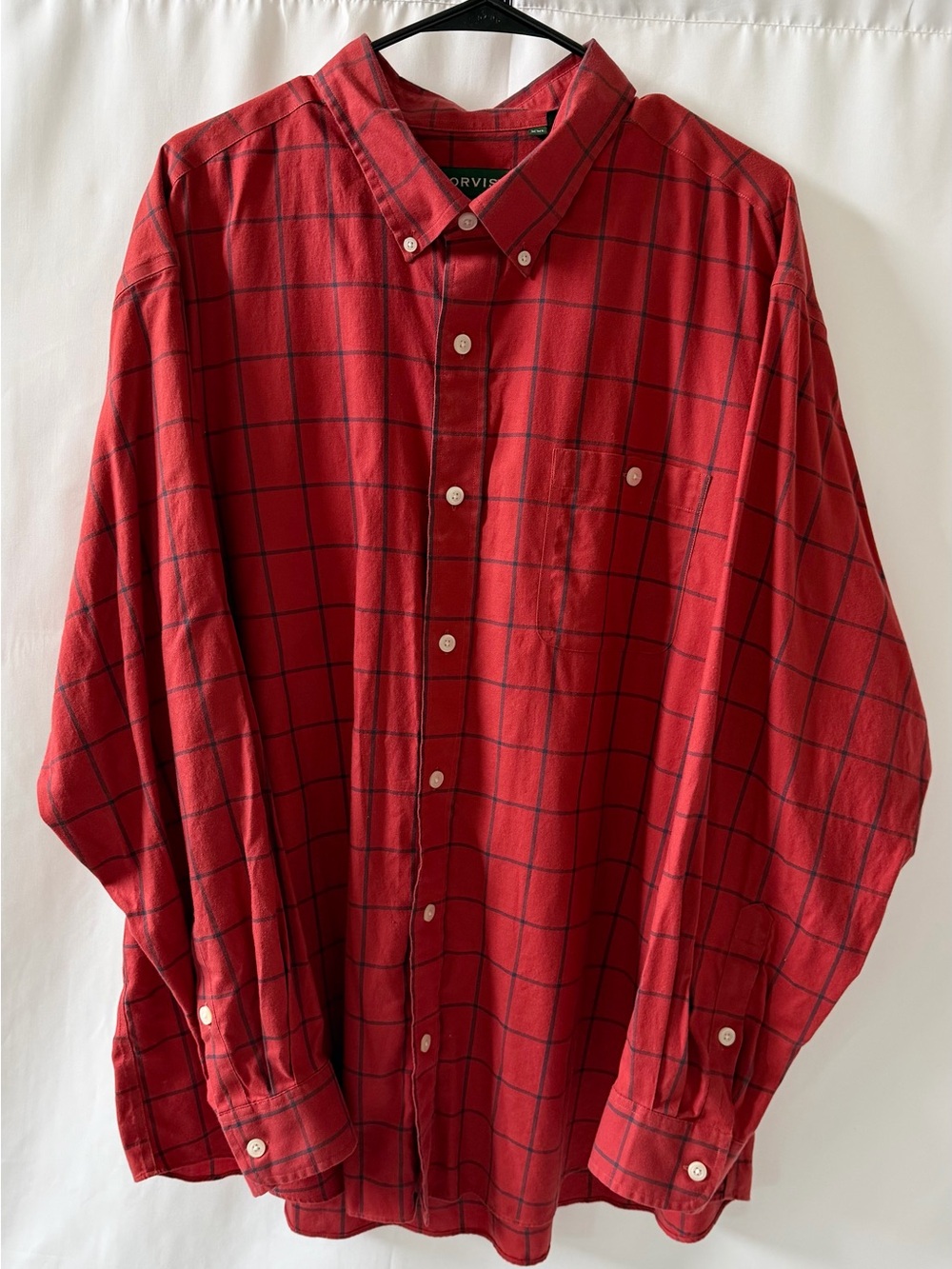 Orvis Men’s XXL Red Plaid Wrinkle Free Classic Fit Button Down